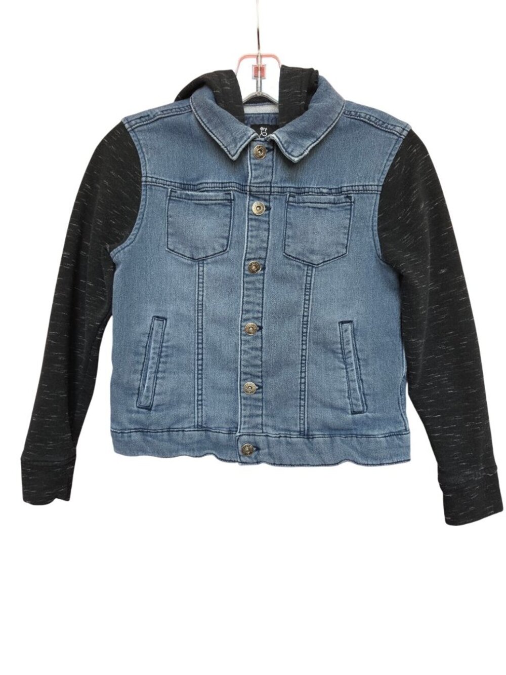 Art Class Kids Denim Jacket With Knit Sleeves & Hood M 8/10 - Picture 11 of 12